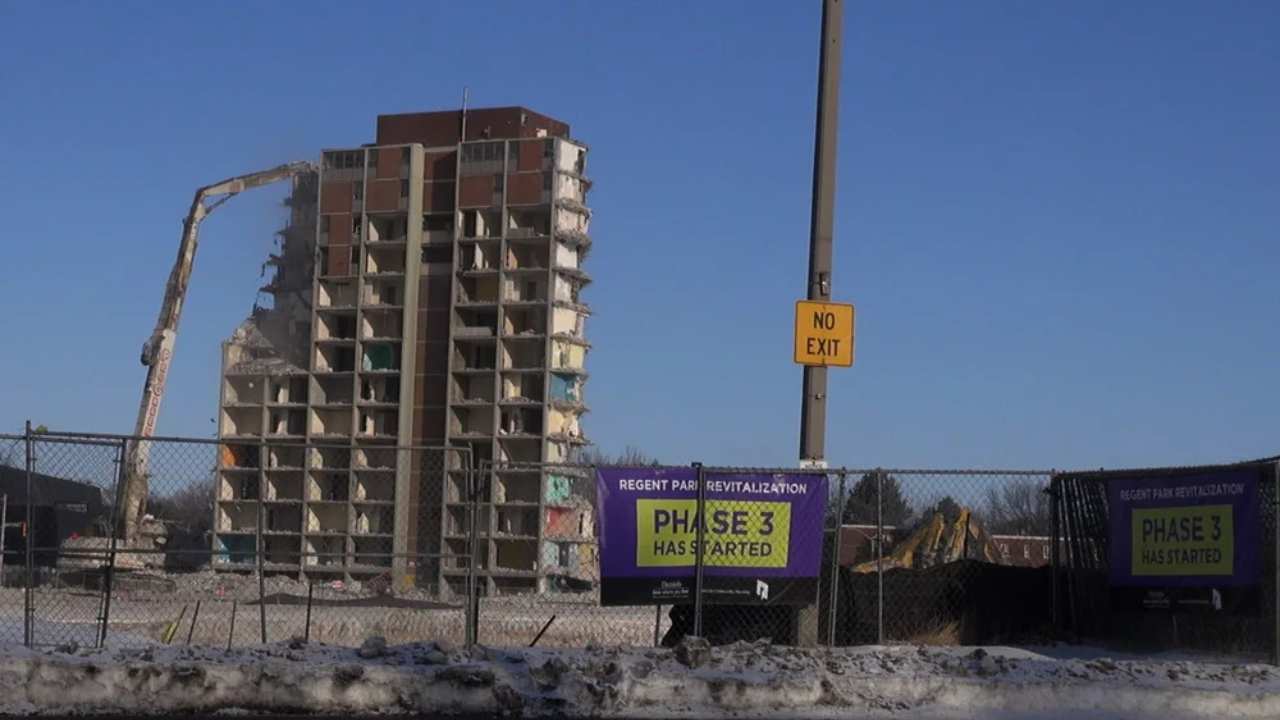 demolition of an apartment complex
